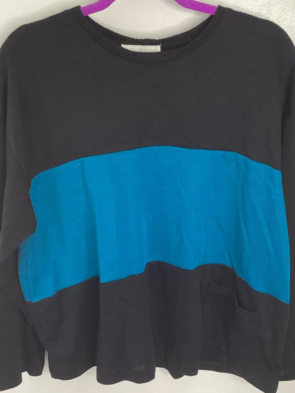 Vintage Felicity Black & Teal Colorblock Sweatshirt M